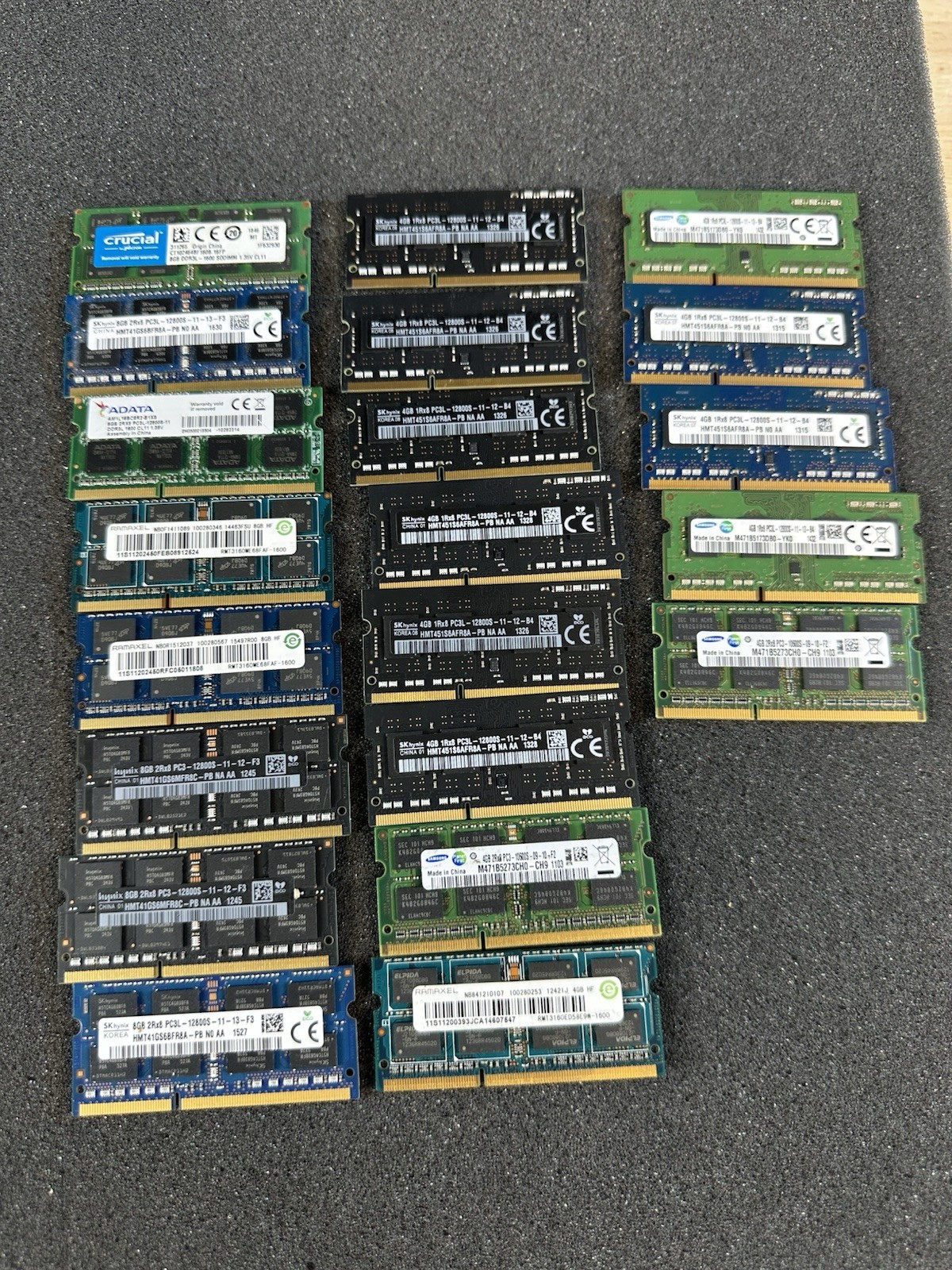 8GB & 4GB Mixed Brand PC3L DDR3 Laptop SO-DIMM RAM Lot of 21