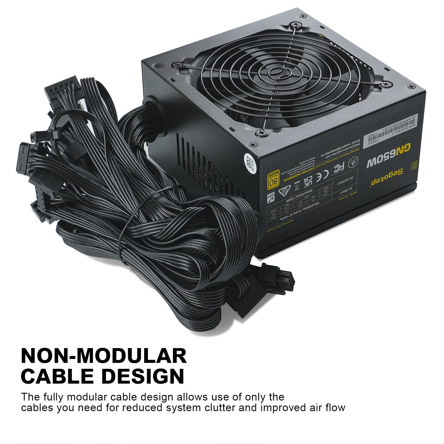 Segotep 650W Non-Modular Power Supply 80 Plus Gold ATX Gaming PC Case PSU