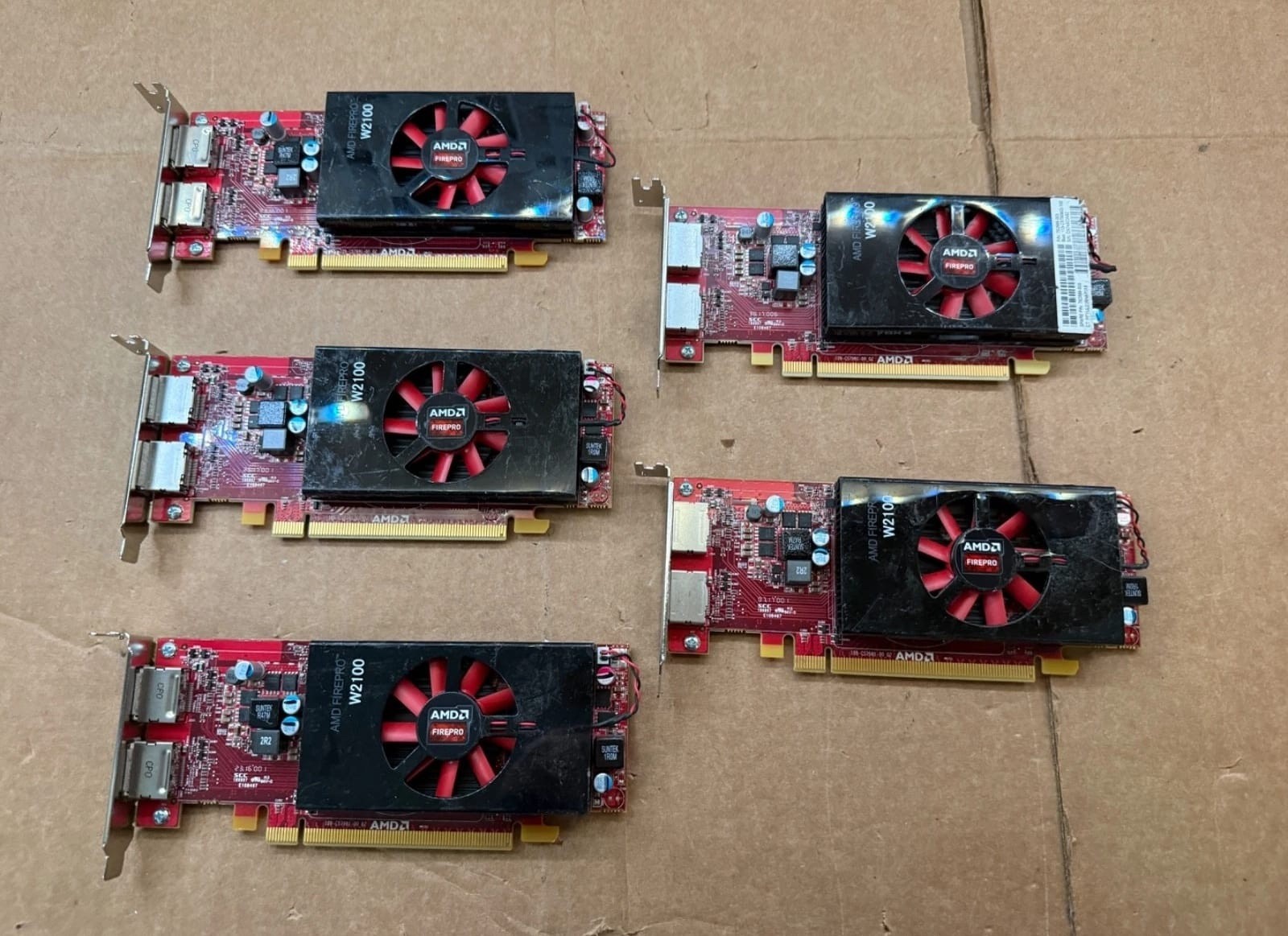 LOT OF 5 AMD FIREPRO W2100 2GB GDDR3 PCIE 16X 2X DISPLAYPORT Video Card