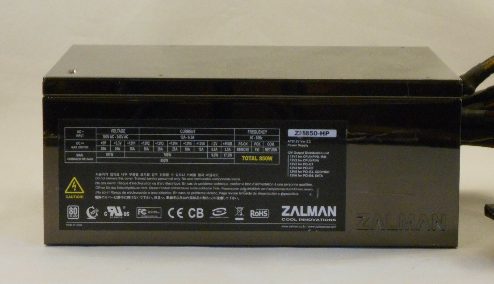 ZALMAN ZM850-HP 850W (850 Watt) 80 Plus ATX Modular Switching PSU (For Parts)