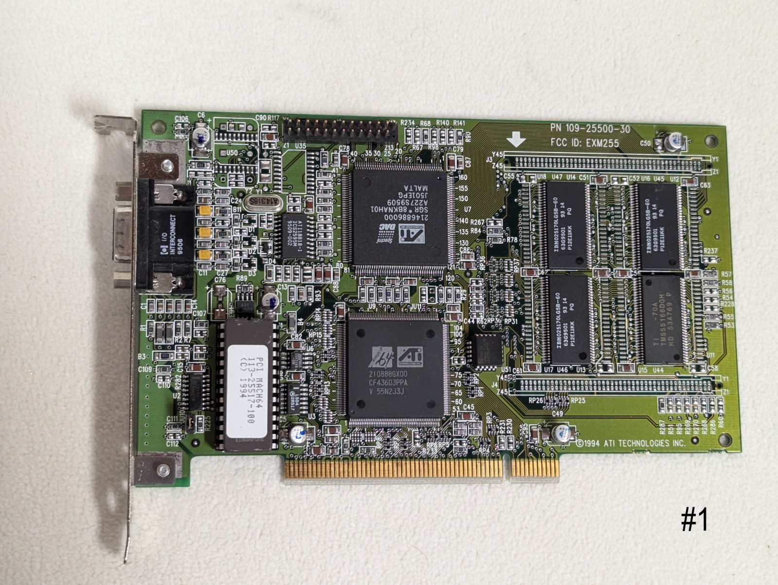 Vintage ATI Mach64 109-25500-30 2MB VGA PCI Video Graphics Card 1022552930