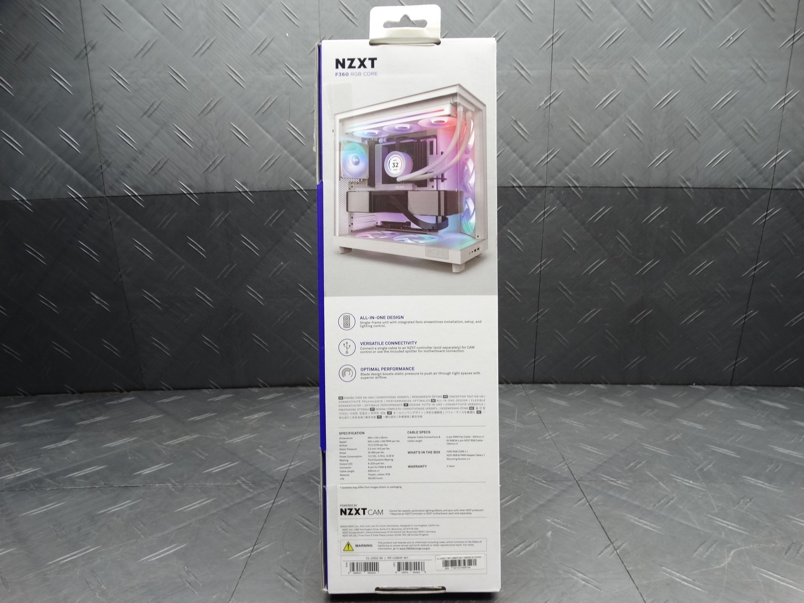 NZXT – F360 RGB Core 360mm Single-Frame Case Fan Unit w/3 x 120mm RGB Fans White