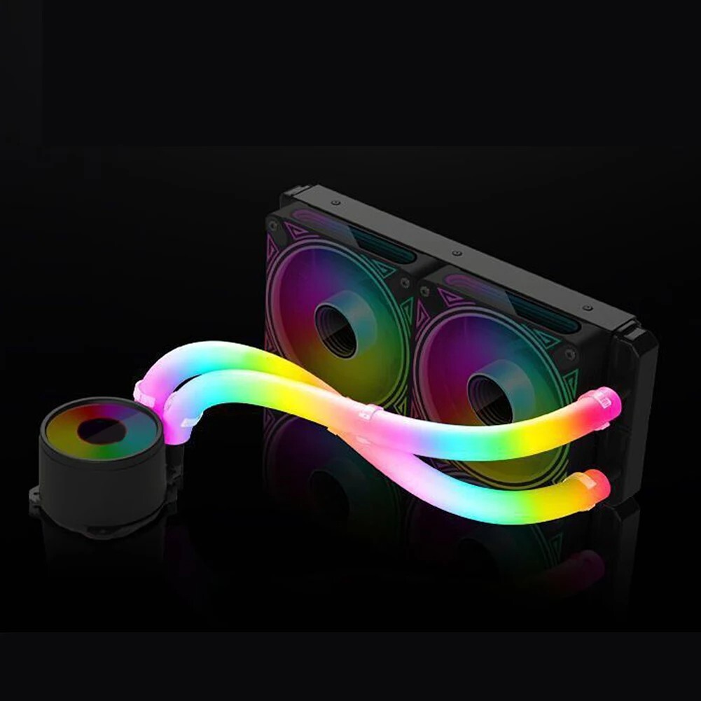 2 PCS 13In LED Tube Sleeve ARGB Soft Tube CPU Liquid Cooler Motherboard Lighting