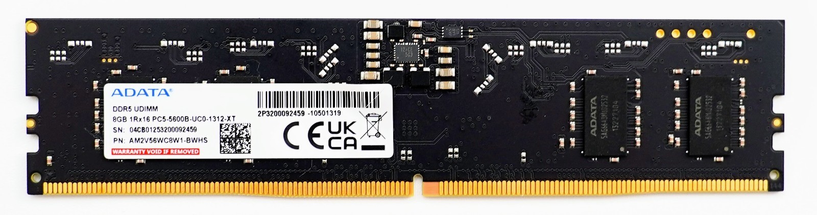 ADATA 8GB DDR5 5600 MHz Desktop UDIMM RAM 1Rx16 – AM2V56WC8W1-BWHS