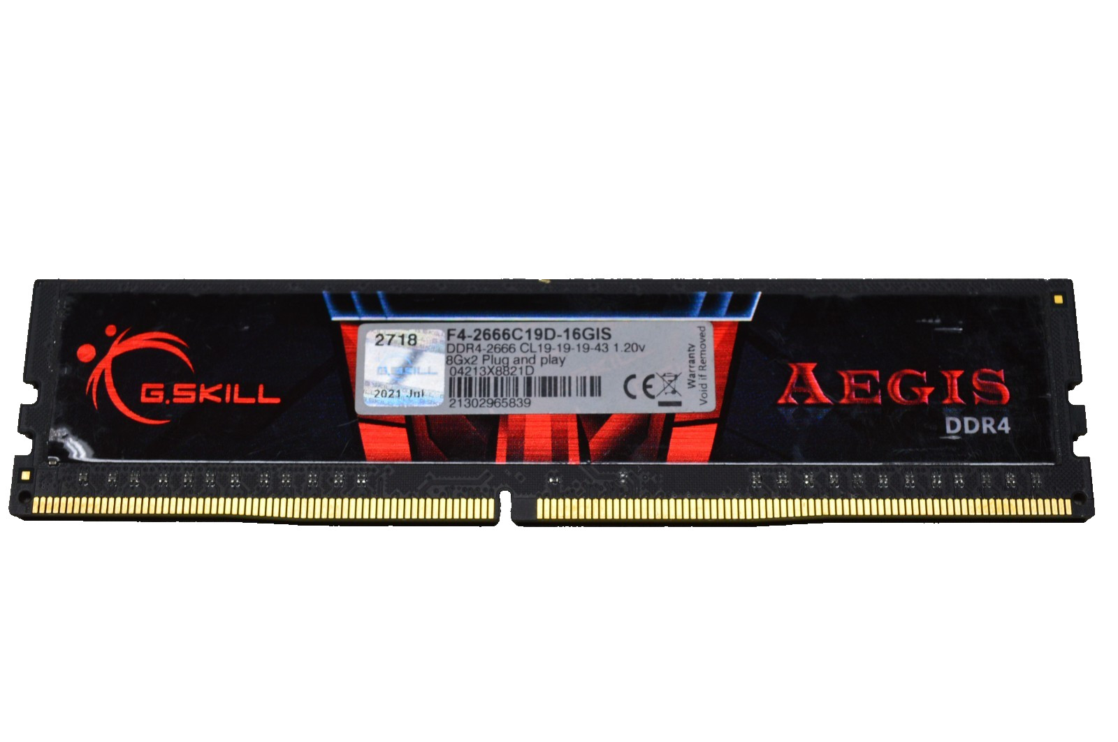 G. SKILL Aegis PC4-21300 DDR4-2666 Memory RAM 8GB F4-2666C19D-16GIS