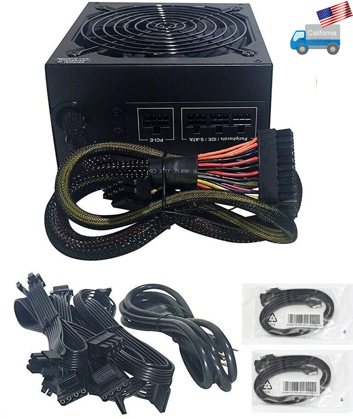 SHARK 1000W Mod Gamer PC PSU for AMD Ryzen 5,7 Motherboard GeForce GTX/RTX PCIe
