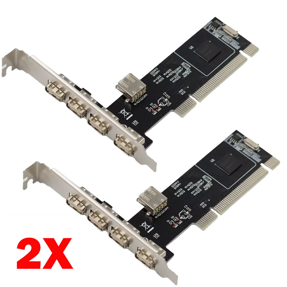 2X PCI 32bit to 4+1 ports USB2.0 Expansion Controller Card PCI 5x USB2.0 NEW
