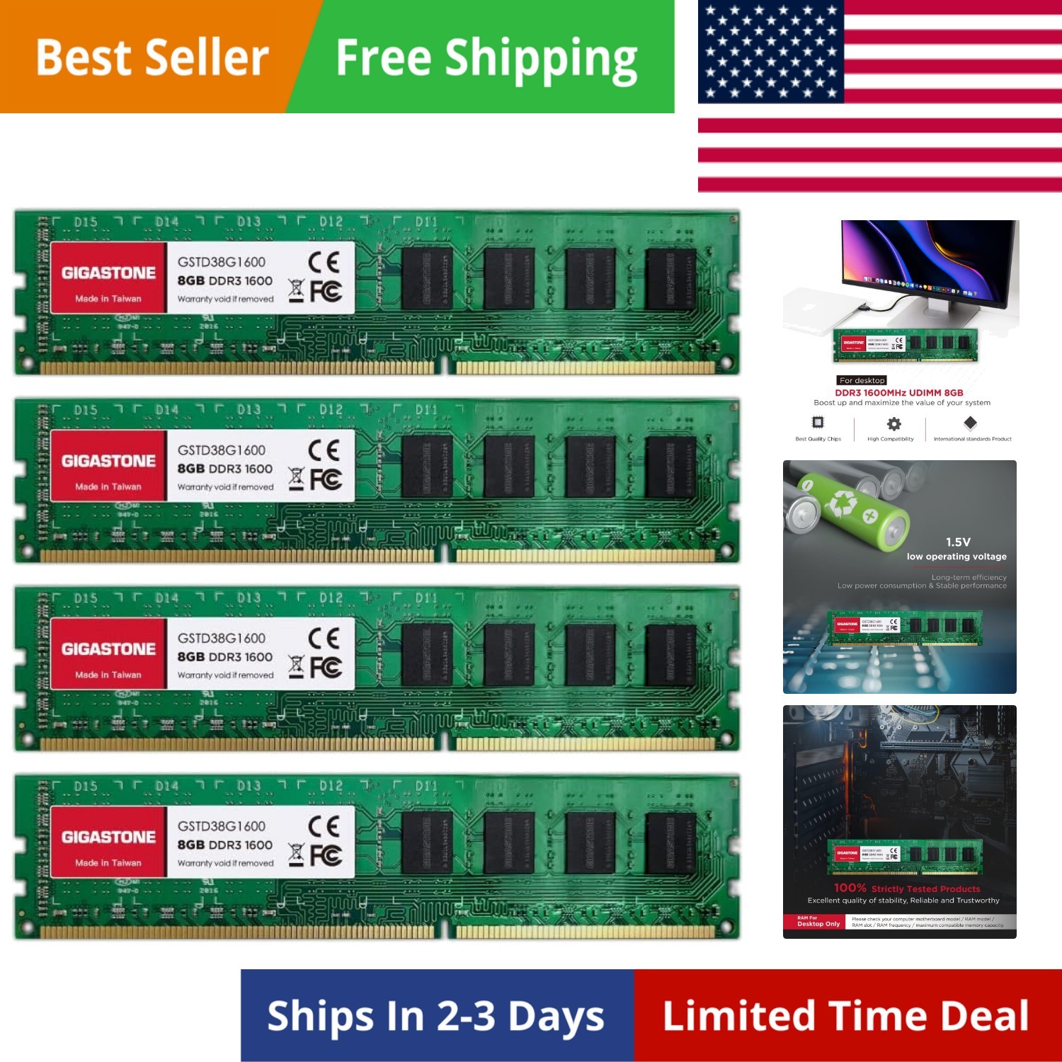 RAM】 32GB Kit 4x8GB / 1600MHz 1333MHz PC3-12800 PC3-10600 CL11 1.35V/1.5V 2Rx…