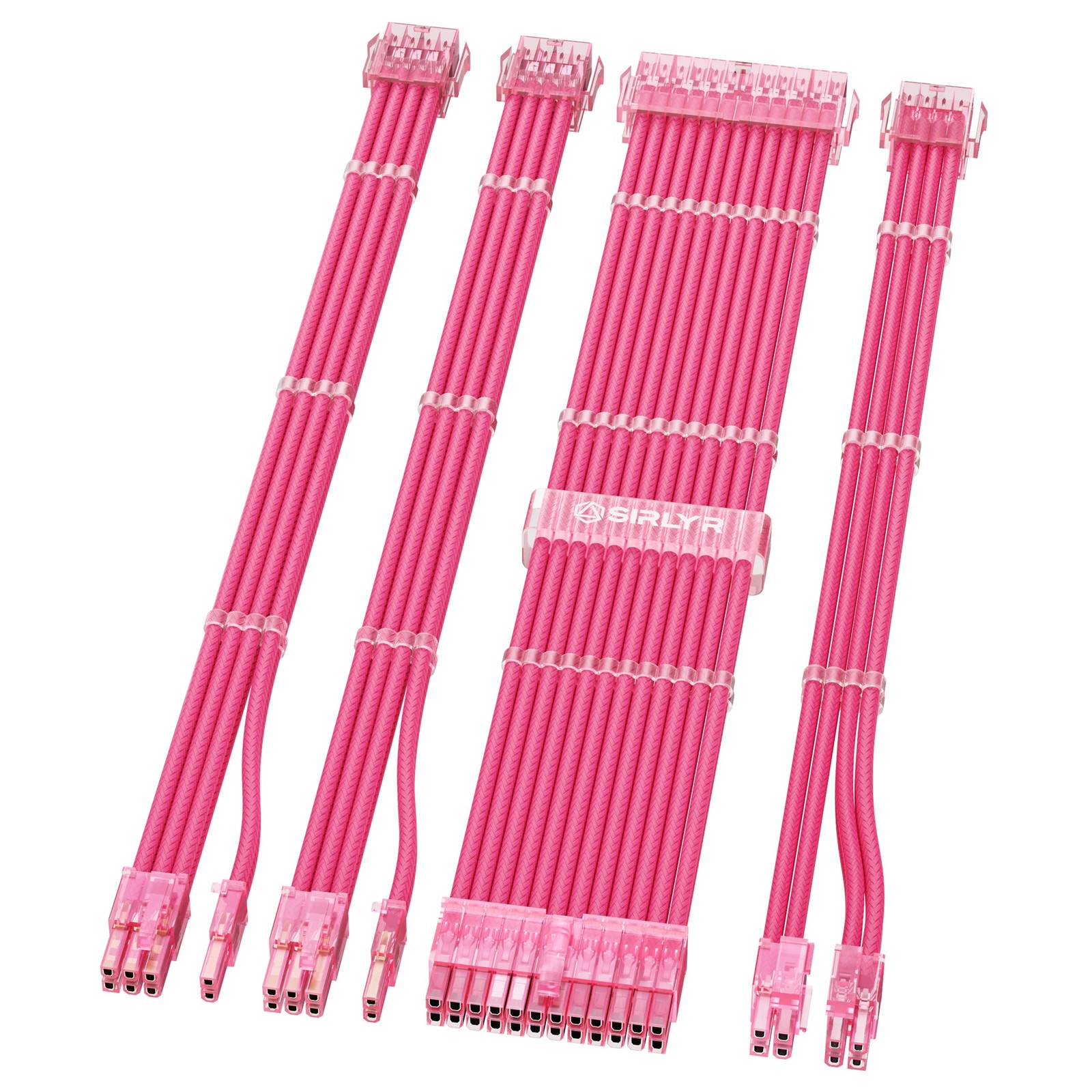 4 PCS PSU PC Cable Extension Mod Power Supply 1x24Pin ATX Pink GoldPlated