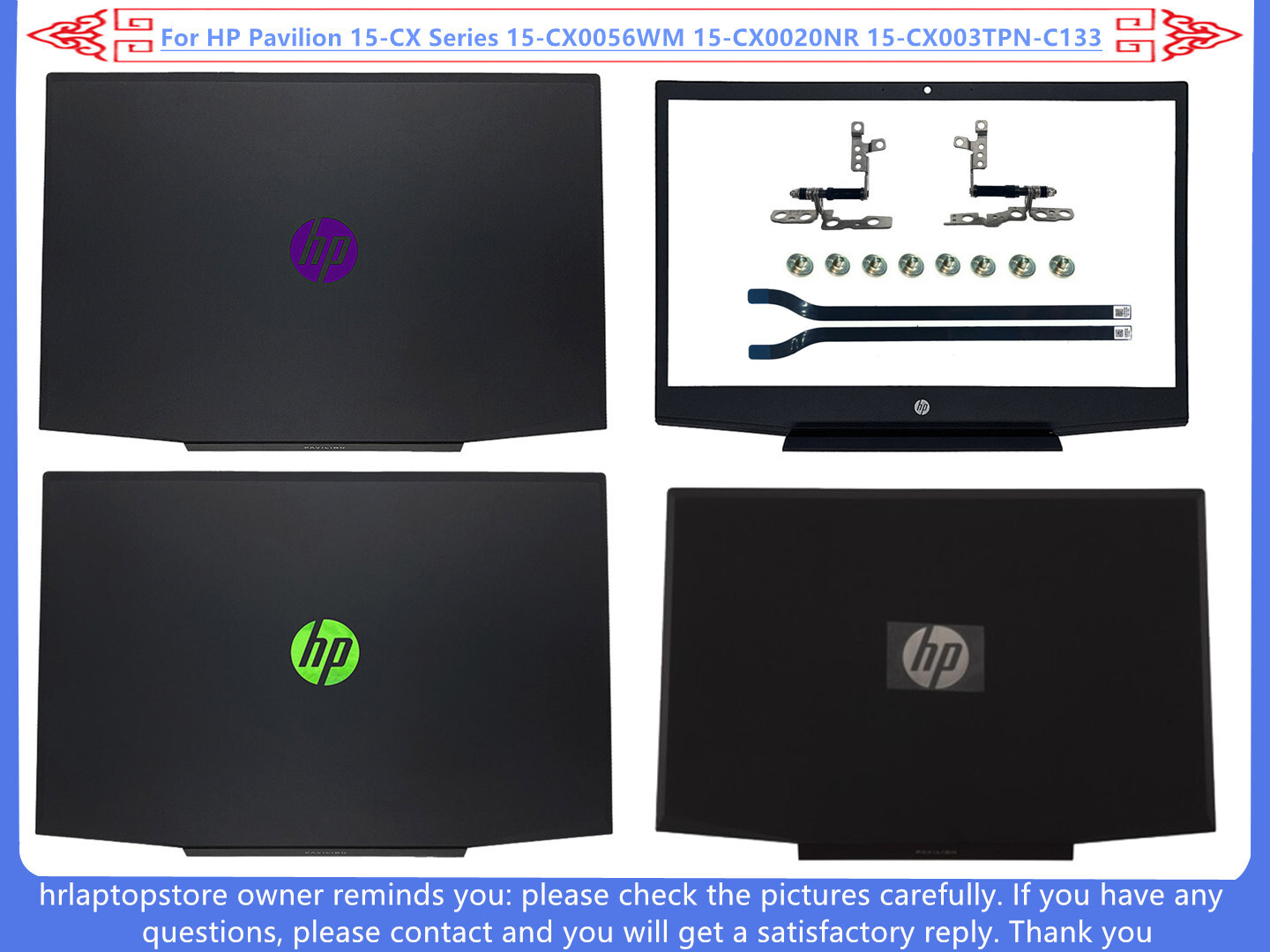 New For HP Pavilion 15-CX TPN-C133 LCD Back Cover / Front Bezel / Hinges / Screw