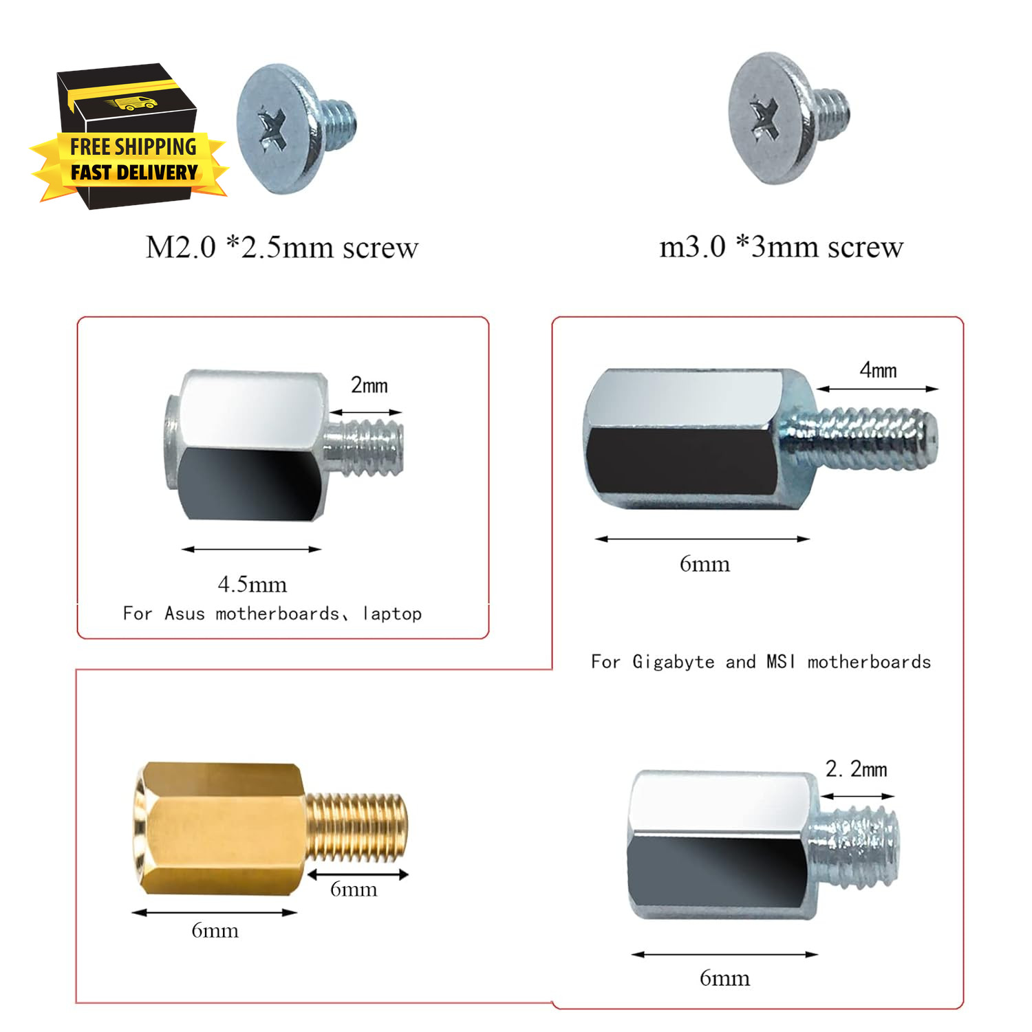 M.2 NVME Pcie SSD PS5 Mounting Screws for ASUS, MSI, Gigabyte Motherboards – 17