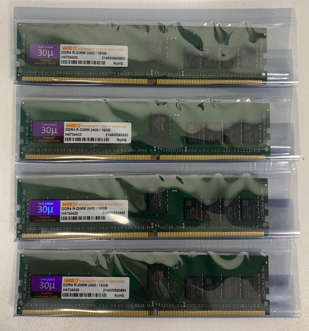 Lot of 4) 16GB Waris R-DIMM ECC 4x16GB 2400 Server RAM Tested Working 64GB Total