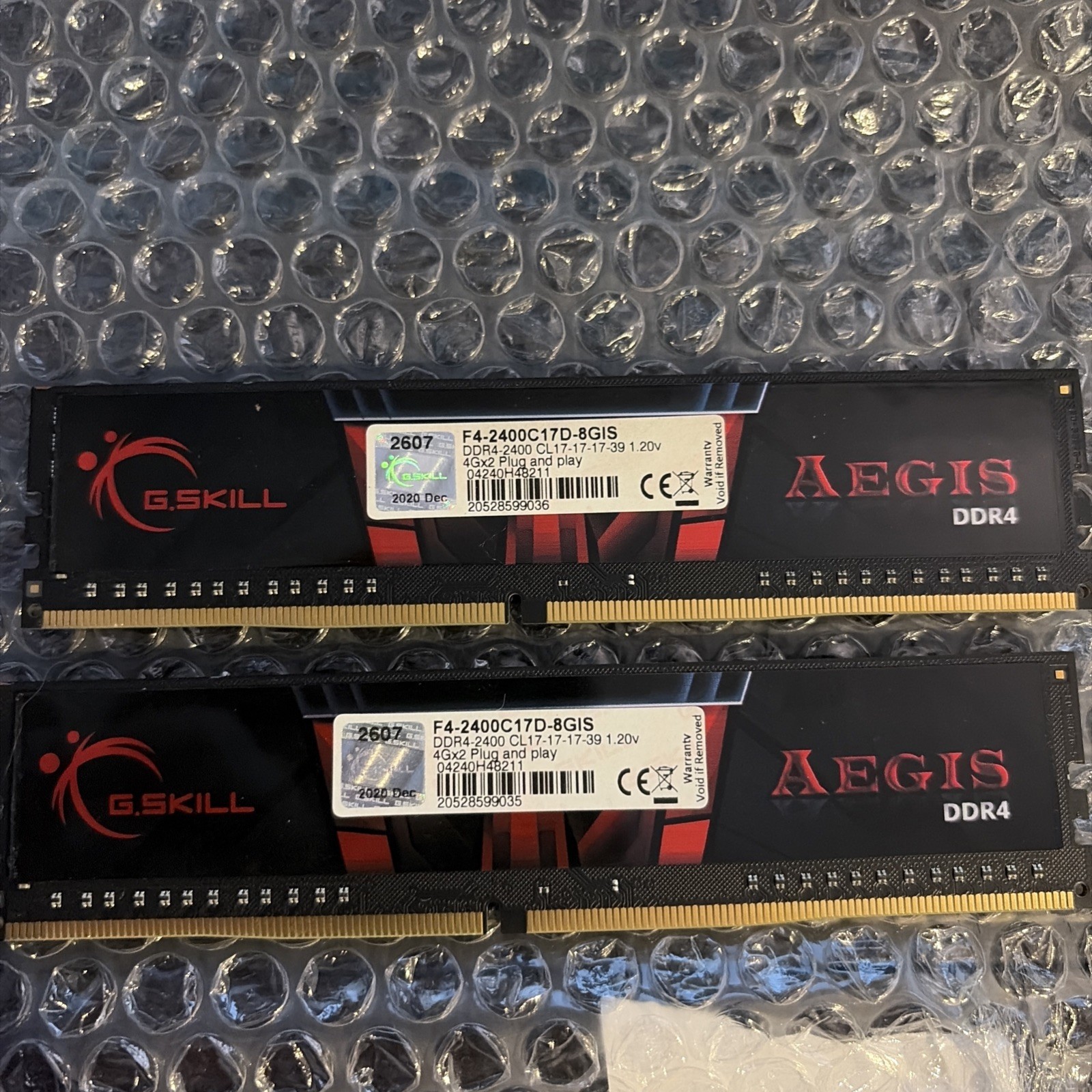 G.Skill Aegis 8GB (2x4GB) DDR4-2400 CL17-17-17-39 1.20v Plug And Play Memory RAM