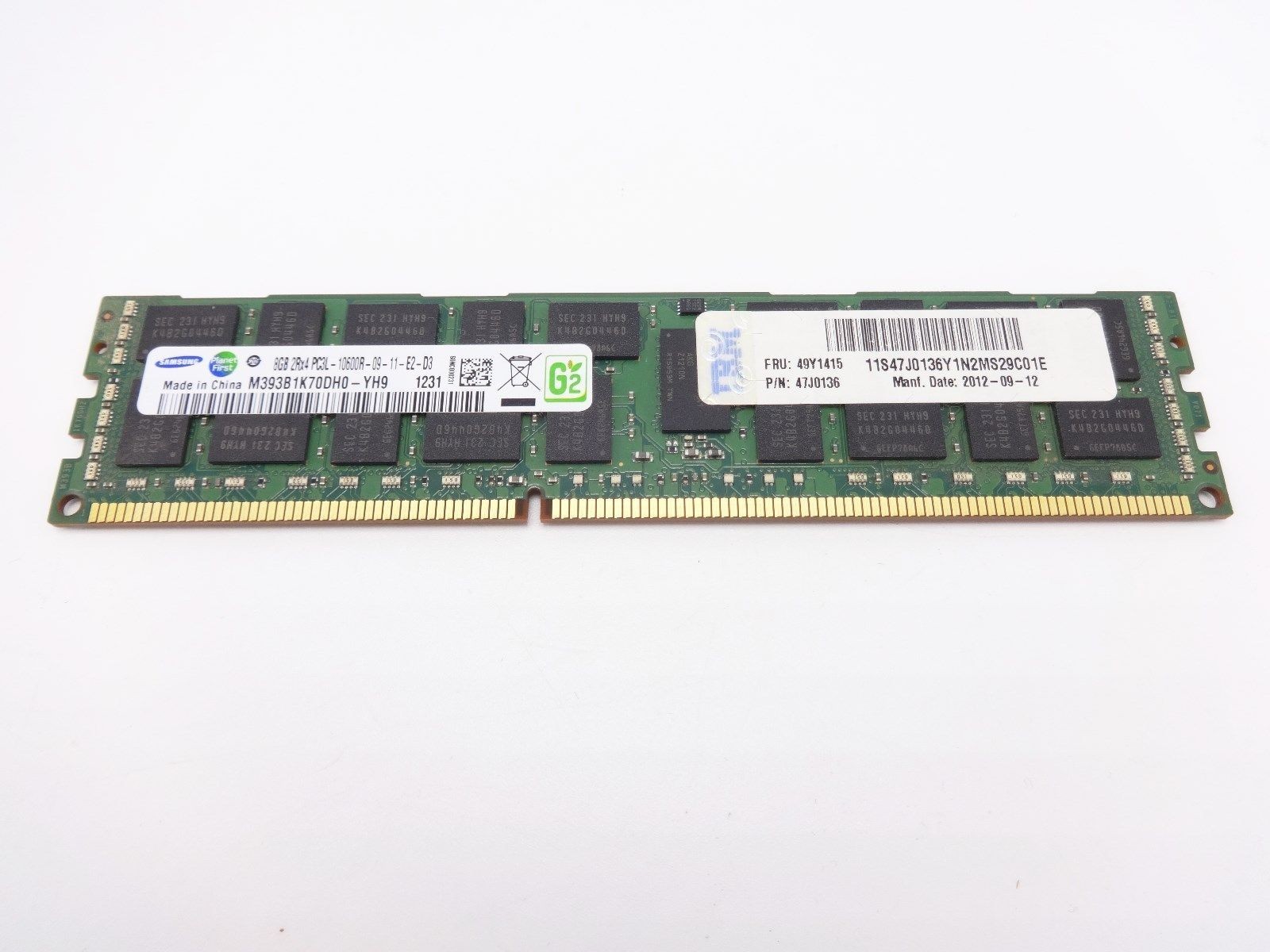 IBM 49Y1415 8GB PC3L 10600R 2Rx4 Server Memory Module 43Y1397 47J0136