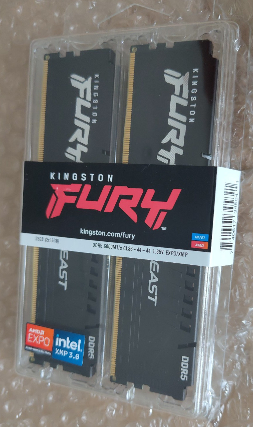Kingston Fury Beast Black DDR5 32GB (2x16GB) 6000MT/s CL36 KF560C36BBE2K2-32 ORIGINAL BOX