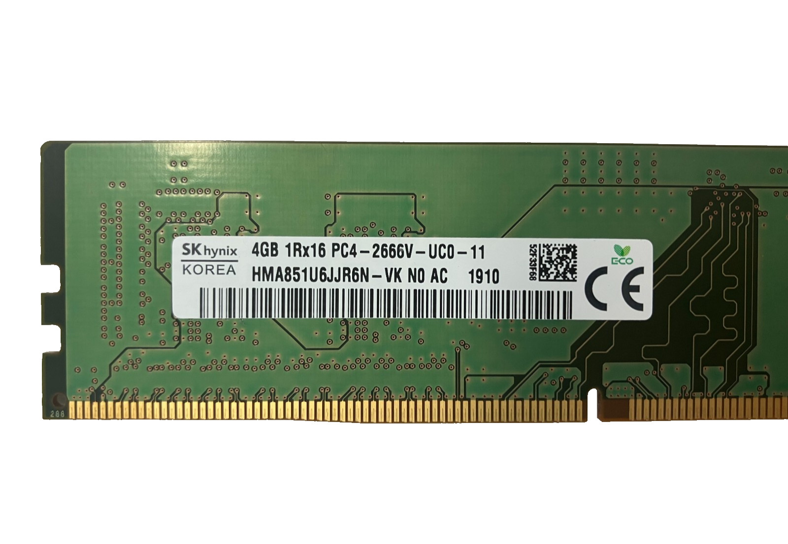 4GB 1Rx16 PC4-2666V-UC0-11 HMA851U6JJR6N-VK SK Hynix Desktop RAM (Lot of 2)