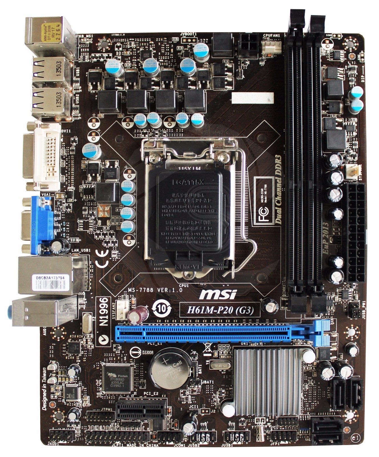 For MSI H61M-P20 (G3) MS-7788 VER:1.0 Socket LGA115X Intel mATX motherboard Test