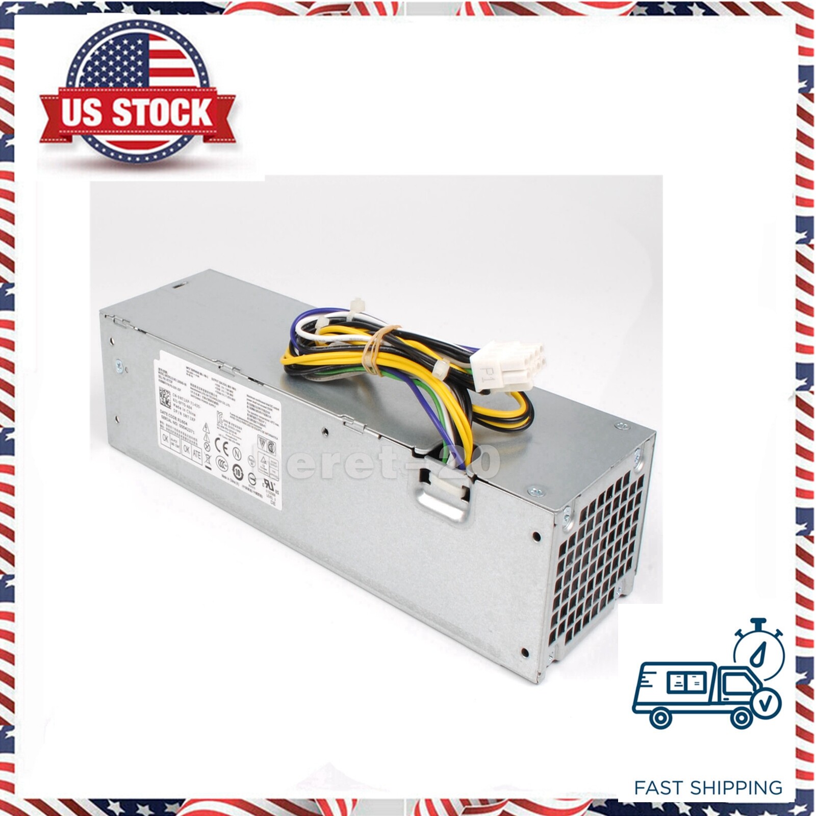 For Dell Optiplex 8-Pin 3020 7020 9020 790 390 SFF Power Supply D255AS-00 0NT1XP