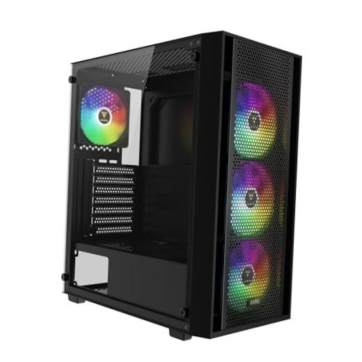 ATX Mid Tower Computer PC Case with Tempered Glass, 4X 120mm ARGB AURA GC2 E A