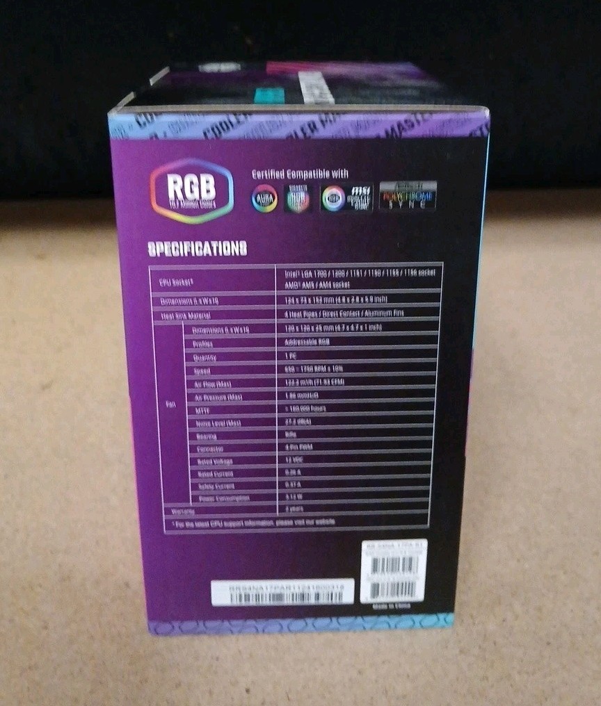 Cooler Master Hyper 212 Spectrum V3 ARGB Rifle Bearing CPU Fan Heatsink 120mm
