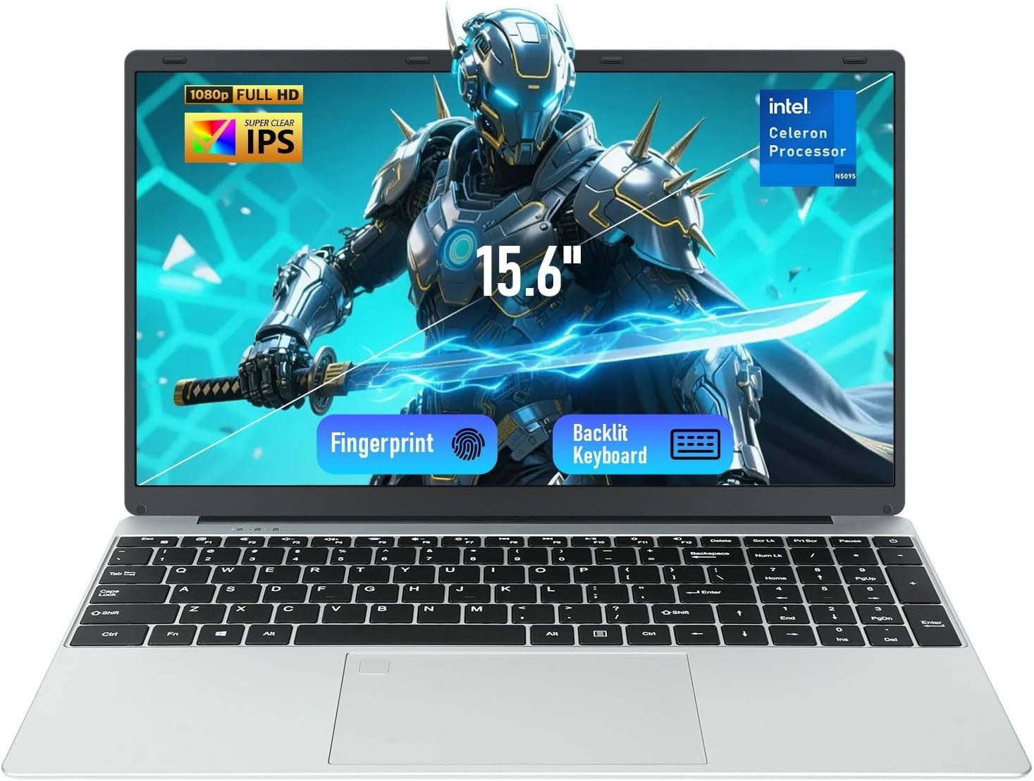 Notebook 15.6 IPSFHD Laptop, 16GB RAM 512GB SSD, Intel Celeron N5095 Fingerprint