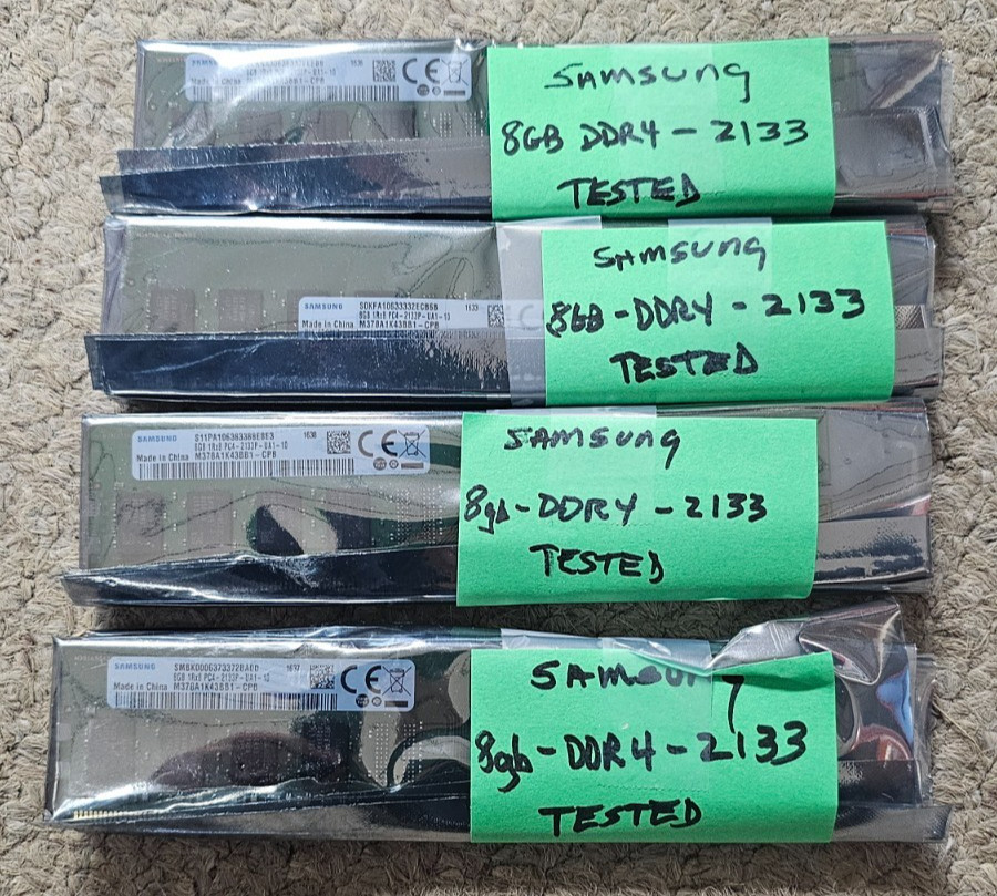 Samsung 128 GB (16x8GB) DDR4-2400 PC4-2133P 1Rx8 M378A1K43BB1-CPB – TESTED