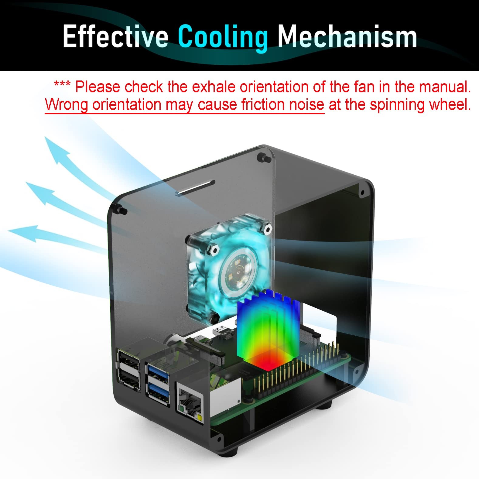 Raspberry Pi 3 Case, Aluminum Mini Tower Case with Cooling Fan and Color Changin