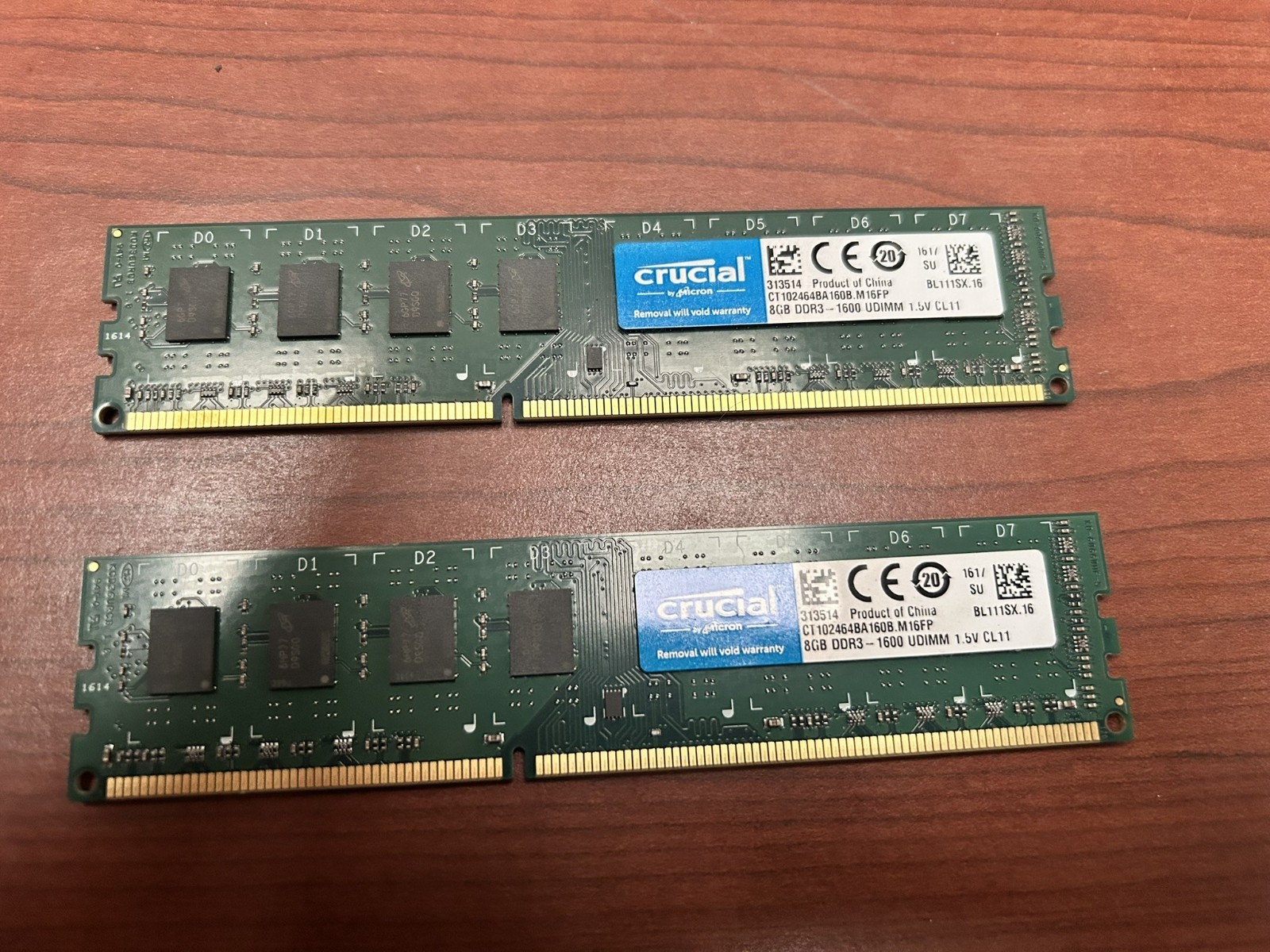 crucial 16GB DDR3 1600 UDIMM KIT 1.5v cl11 CT102464BA160B.M16FP