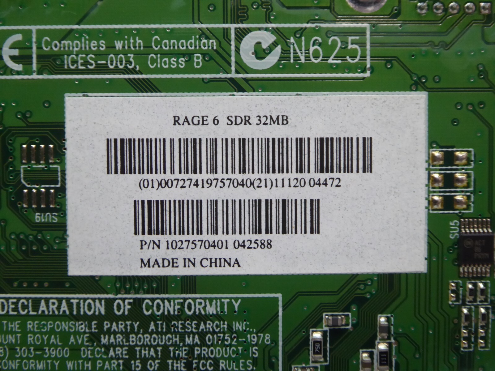 ATI Rage 6 SDR 32Mb 109-75700-00 Graphics Card