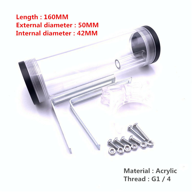 Computer water-cooled acrylic cylindrical water tank 160MM*50MM Front 3 holes
