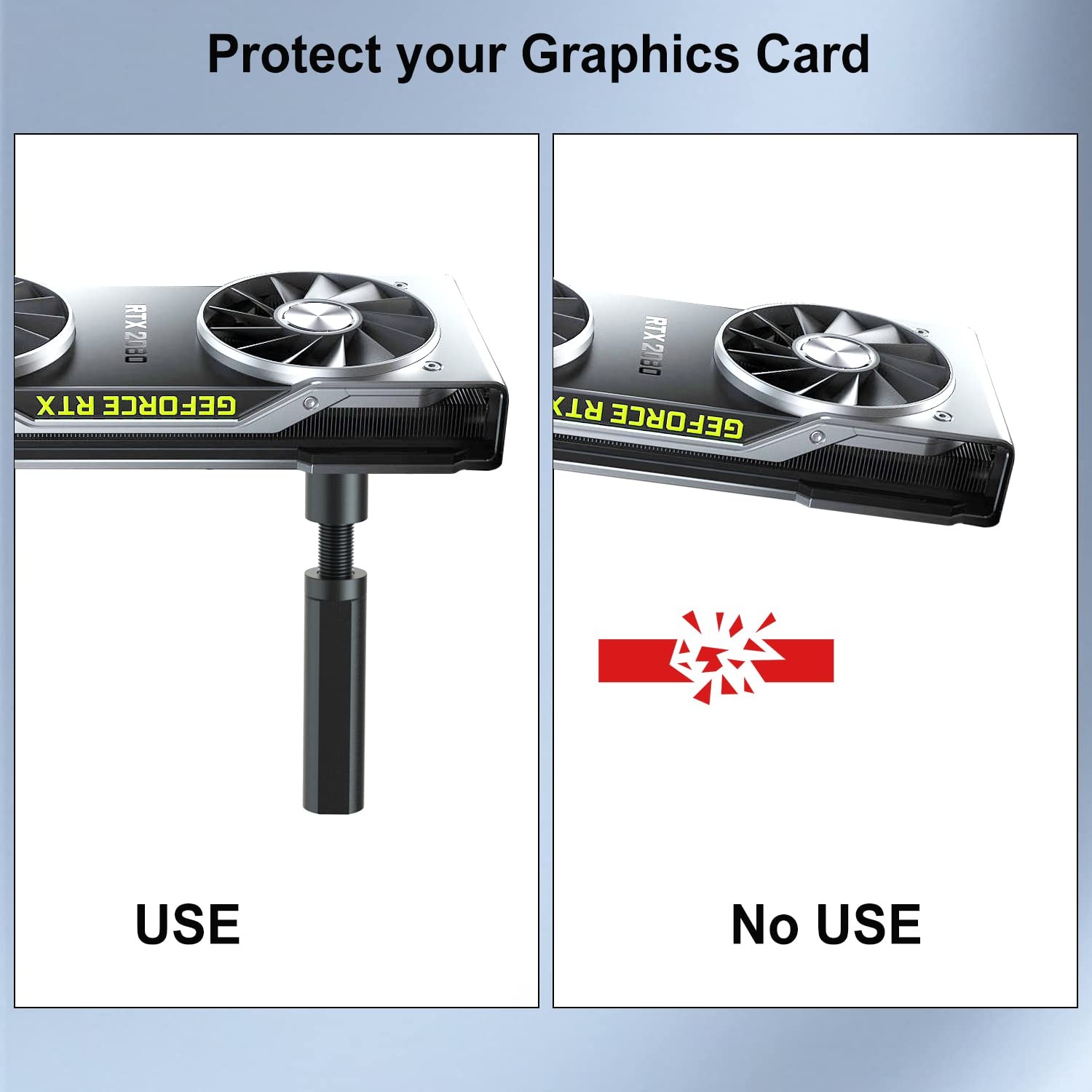 Graphics Card GPU Support Bracket: Sag Bracket Video 72 to 117mm, Black