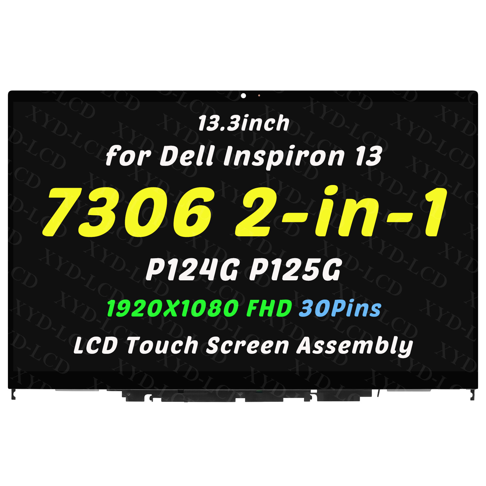 13.3in LCD Touch Screen Assembly FHD for Dell Inspiron 13 7306 2n1 P124G 0DK1K2
