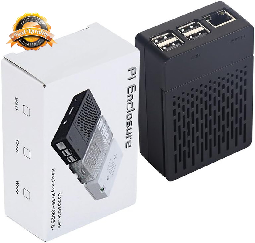 Raspberry Pi 3 B+ Case Cooling Fan Heatsinks ABS Enclosure Black Cover