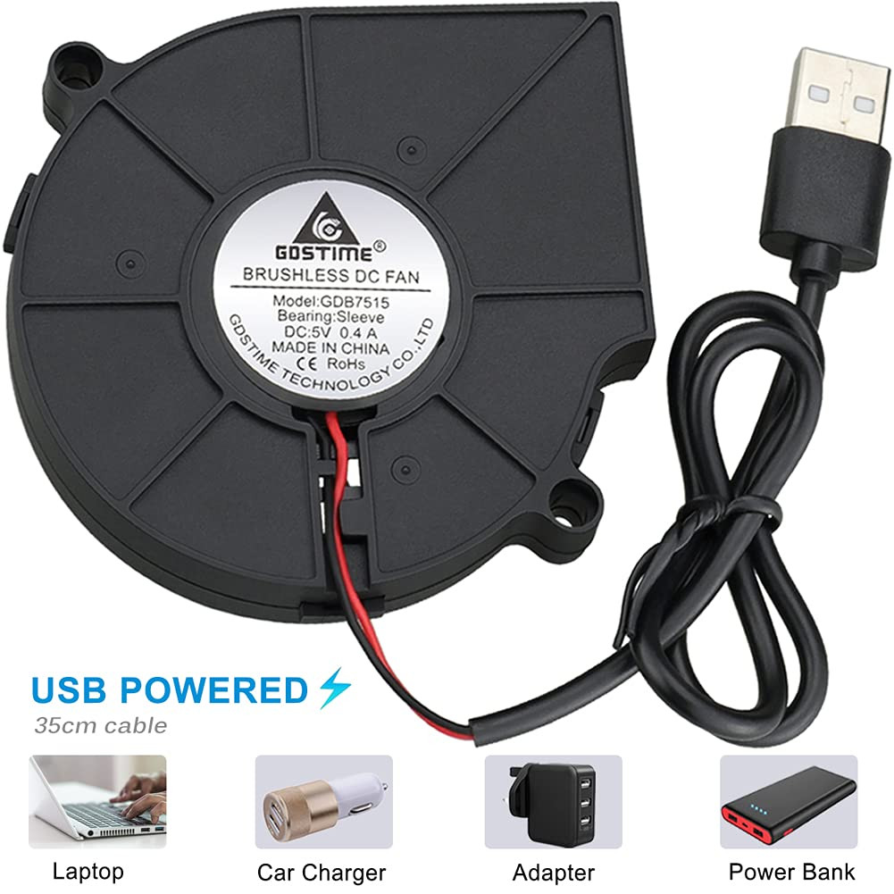 75Mm USB Fan, 75Mm X 15Mm Blower Fan, 5V DC Brushless Cooling Fan for Laptop