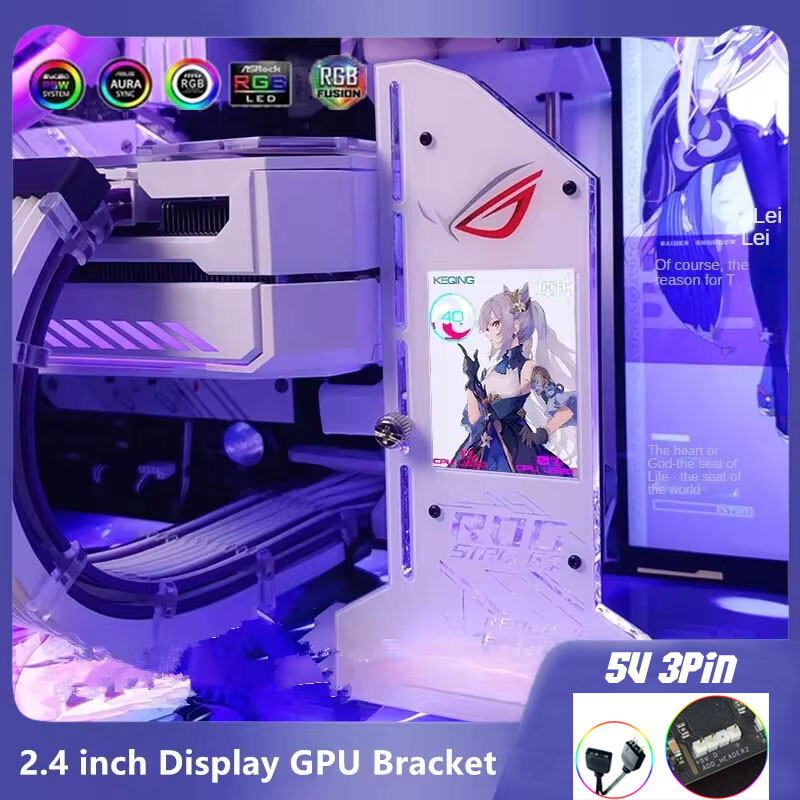 Custom Your Picture GPU Bracket VGA Holder 2.4″ LCD RGB CPU GPU RAM Monitor