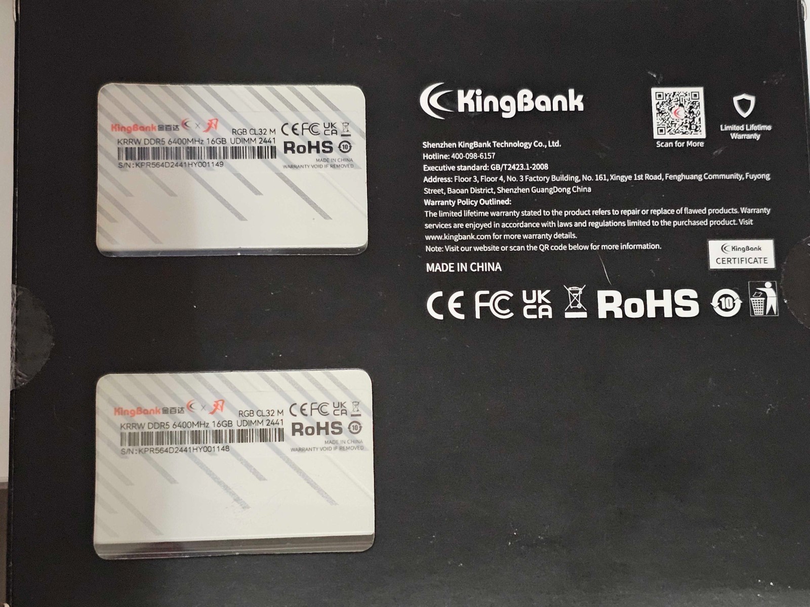 KingBank RGB Computer Desktop Memory Ram Hynix M-die DDR5 32GB (2x16GB) 6400MT/s