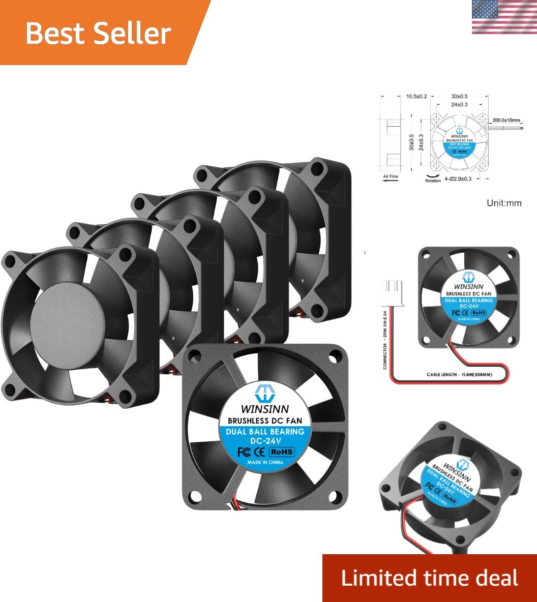 Professional 30mm 24V Cooling Fan Set with 10000 RPM Performance – 5 Pieces
