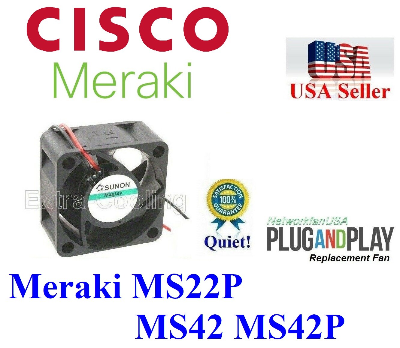 1x Quiet Replacement fan for Cisco Meraki MS22P MS42 MS42P
