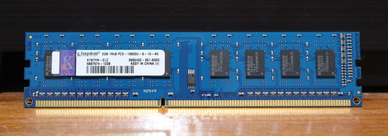 Kingston 2GB PC3-10600U DDR3 1333MHz Desktop Memory 240-Pin DIMM K1N7HK-ELC