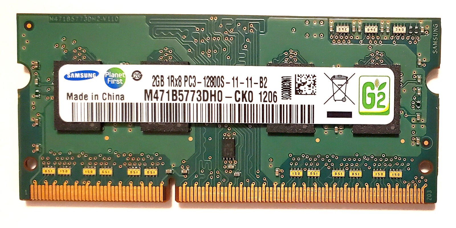 Samsung Laptop RAM Memory 2GB PC3-12800 SODIMM DDR3 1600MHz