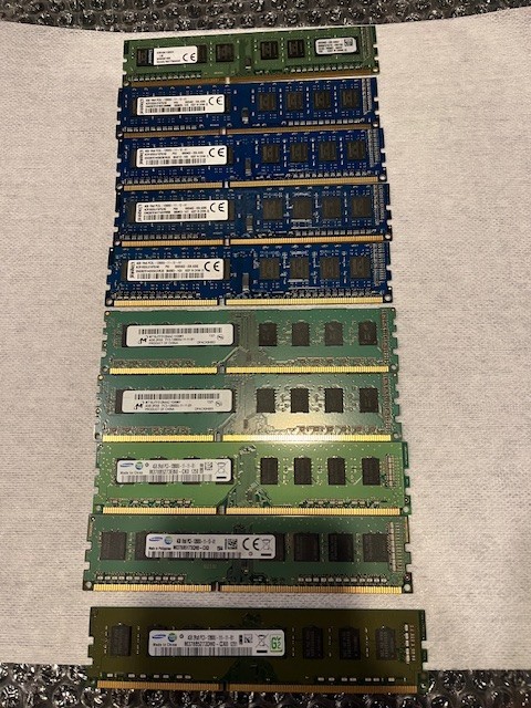 Desktop RAM 4GB Assorted PC3-12800 1600mhz DDR3 4G each Lot of 10 40G Total