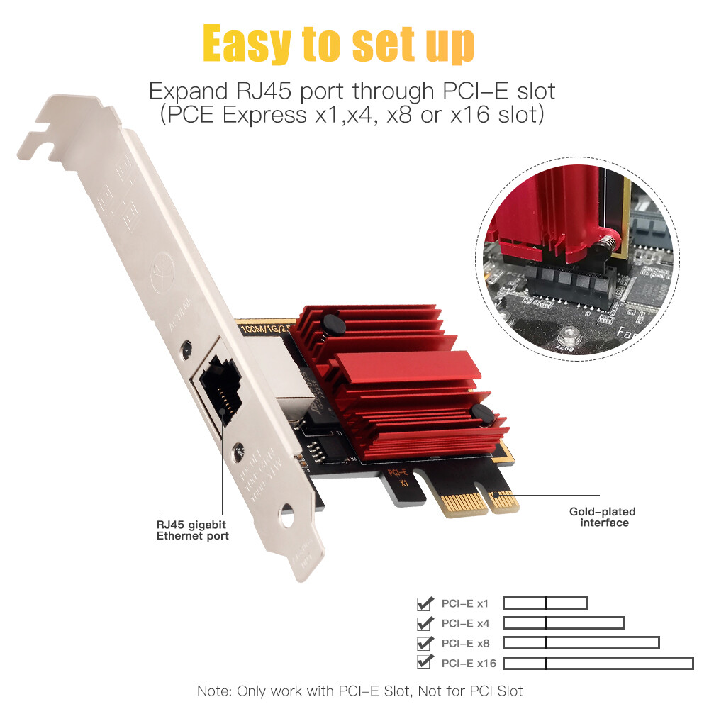 RJ45 Network Adapter Bracket 2.5GBps Desktop Gigabit Ethernet LAN PCI-e X1 Card