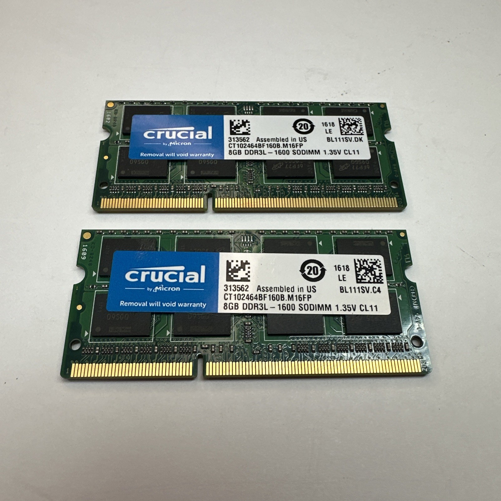 Crucial DDR3L 16GB 2 x 8GB 1600 MHz PC3L-12800 Laptop RAM Sodimm Memory 1.35V