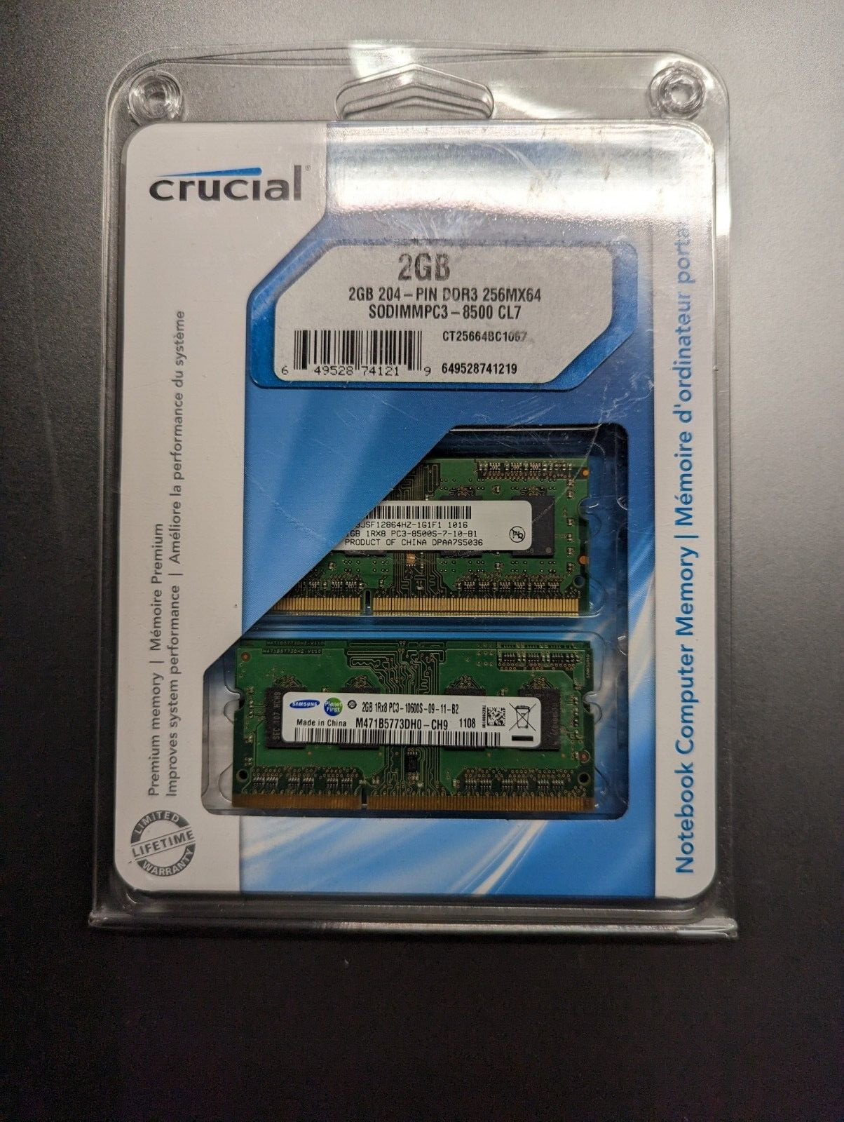 Crucial 4 GB 2x2GB DDR3 RAM Memory SODIMMPC3 8500 CL7 204 PIN 256MX64