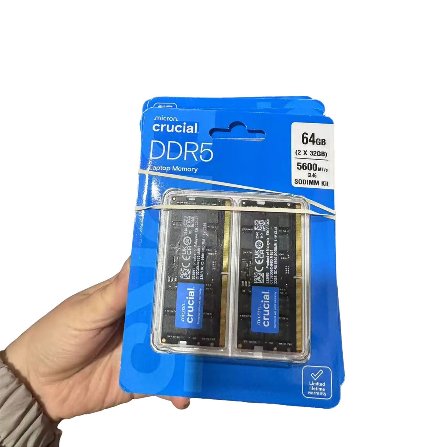 Crucial 64GB DDR5 RAM, 5600MHz Laptop Memory Kit, SODIMM 262-Pin CT2K32G56C46S5