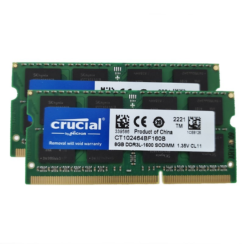 Crucial DDR3L 16GB 2 x 8GB 1600 MHz PC3L-12800 Laptop RAM Sodimm Memory 1.35V