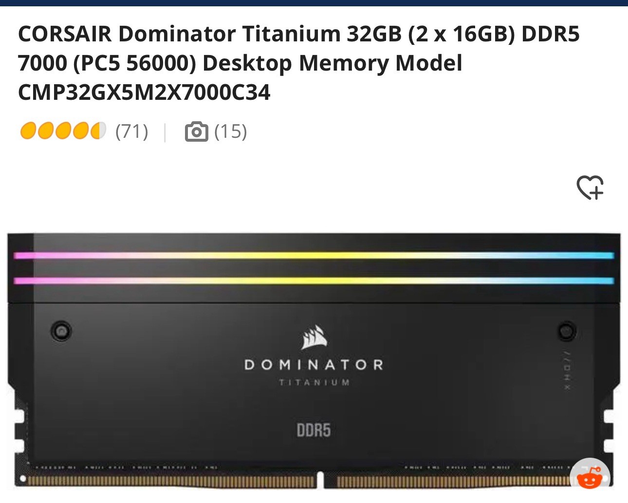 Corsair Dominator Titanium DDR5-7000 32GB (2x16GB) DIMM CMP32GX5M2X7000C34