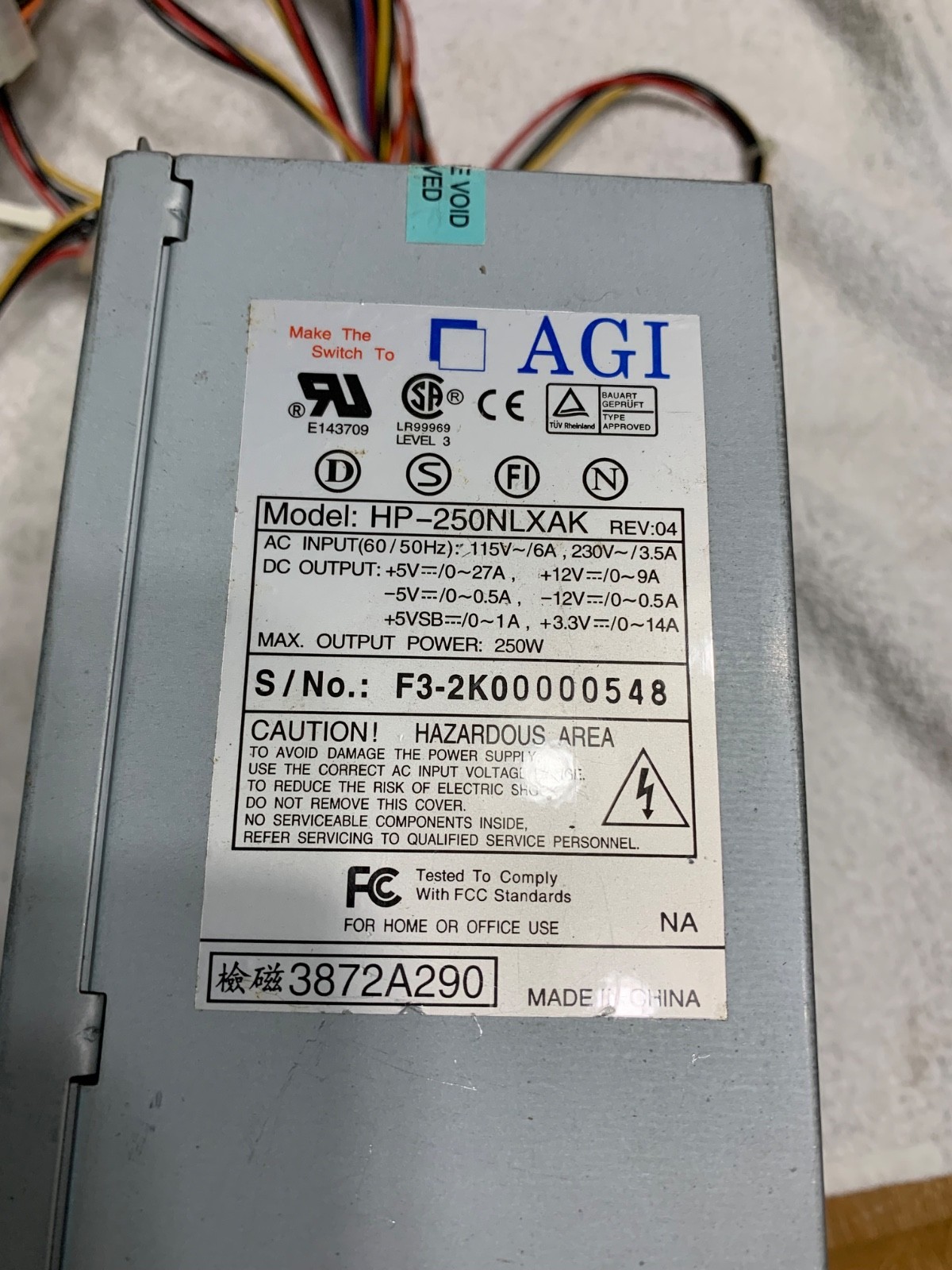 AGI HP-250NLXAK 250 WATT POWER SUPPLY
