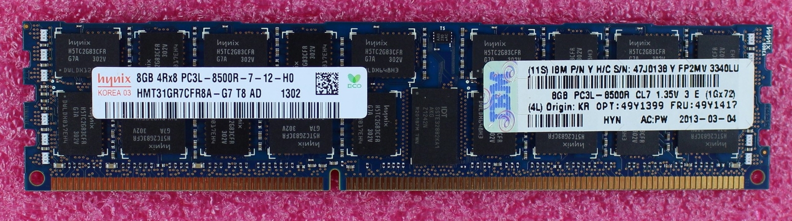 49Y1417 – IBM 8GB 4Rx8 PC3L-8500 Cl7 ECC DDR3 Dimm