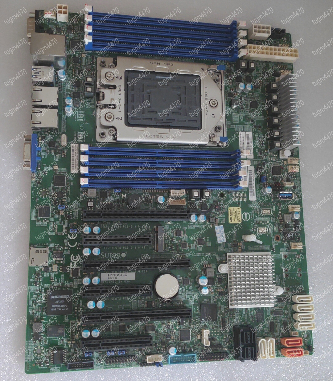 Supermicro h11ssl-c interface sp3 version REV 2.0. Support epyc7001/7002 used